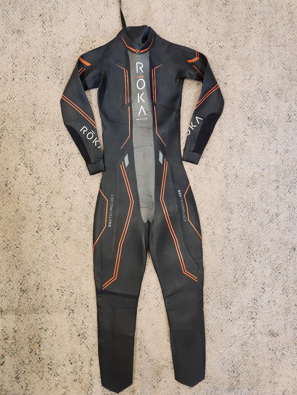ROKA Men’s Black & Orange Full-Body Swim Wetsuit